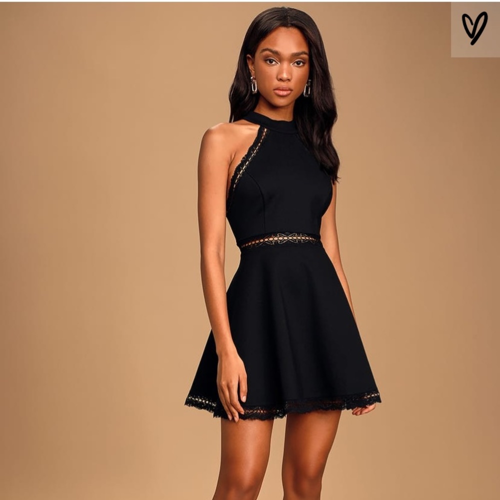 Women’s black lace skater dress